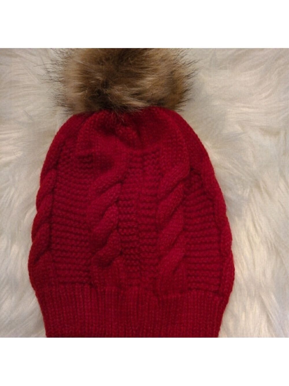 TRÏBE Cable Knit WINTER Hat With Pom Pom NWT